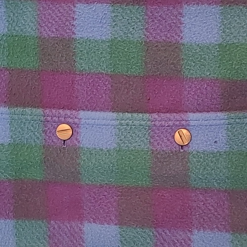 EUC VTG Aqua Sheen 100% Dacron Dupont Polyester Blue Purple and Green Plaid - Picture 4 of 11